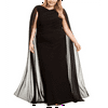 Betsy & Adam Women's Plus Chiffon Cape Gown Black Size 18W