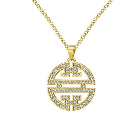 Rhinestone Dangle Pendant - Flower Window Pattern Stud Dangle Pearl Cz Gold Plated Pendant Necklace Ginger Lyne Luxury Collection