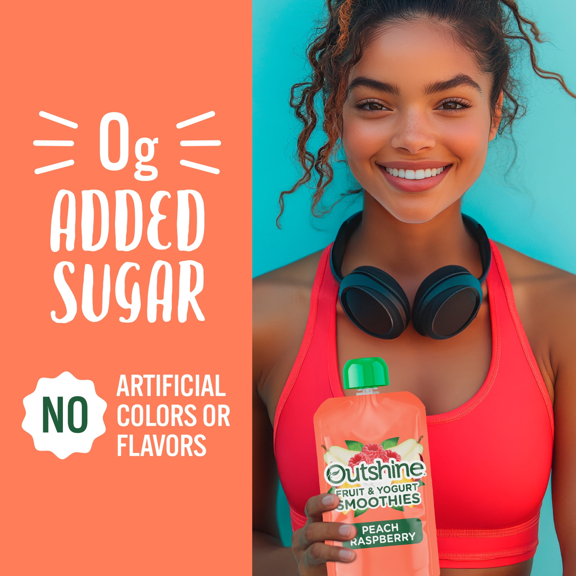 Outshine Fruit and Yogurt On the Go Smoothie Snacks, Peach Raspberry, 3.5 oz Pouches (4 Pack)​