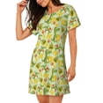 thumbnail image 2 of Kdxio Cartoon Dinosaurs Pattern Womens Short Sleeve Sleepshirt Scoopneck Cute Nightdress Ruffle Comfy Nightgown, 2 of 6