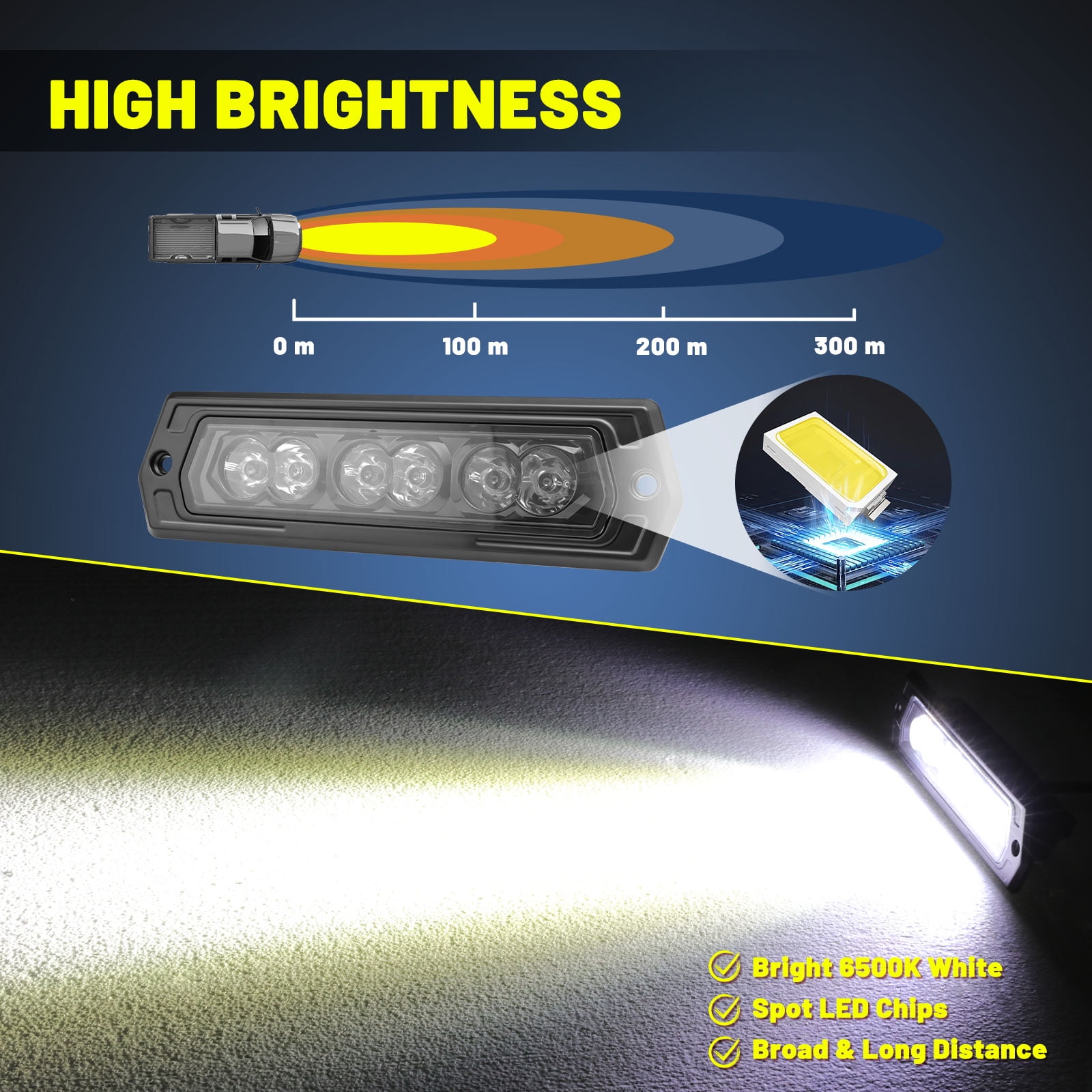 2PCS 6 Inch 120W Flush Mount LED Pods with Wiring Harness Kit Spot Beam Bumper Lights