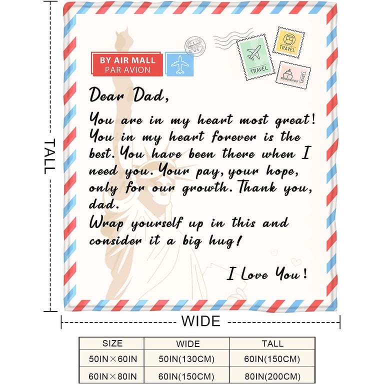 Gift Blanket For Dad - 59.84 X 50 Inches, Soft Velvet Plush, Father's Day, Birthday, Christmas Present