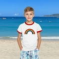 thumbnail image 5 of Boys Girls Rainbow Graphic T-shirts Cotton Kids Plain Round Neck Basic Top - Children School Active Tees Shirts Age 3-13 Years Red 7-8 Years, 5 of 6