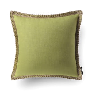 Phantoscope Linen Trimmed Farmhouse Series Decorative Throw Pillow, 20" x 20", Water Green, 1 Pack