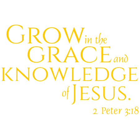 

2 Peter 3:18 - Grow in the grace and knowledge... Vinyl Decal Sticker Quote - Medium - Golden Yellow