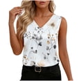 thumbnail image 3 of TaTaai Printed Satin Women Tank Top V Neck Sleeveless Silk-like Soft Non See-through Machine Washable No Fading Lightweight Casual Fashion Daily Wear Top Gift, 3 of 7