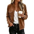 thumbnail image 2 of Women's Suede Cargo Jacket Workwear Long Sleeve Fall Coat Black Casual Trendy Outerwear for Daily Wear, 2 of 7