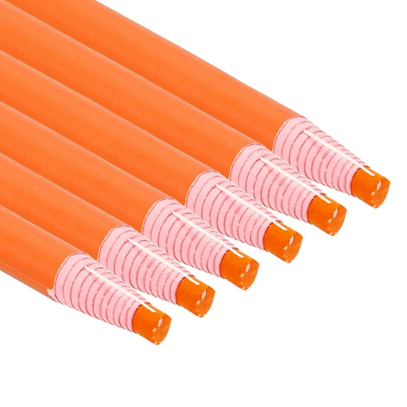 Uxcell Peel-Off China Markers, 6 Pack Grease Wax Pencils Wood for Glass Garments Drawing Film Paper Vinyl Metal, Orange