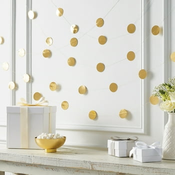 Way to Celebrate Gold 12 foot Metallic Confetti Garland, 1 Package