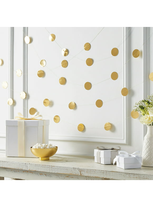 Way to Celebrate Gold 12 foot Metallic Confetti Garland, 1 Package