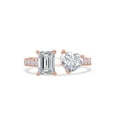 thumbnail image 2 of 1.90 Carat Emerald, Heart & Round Cut Lab Created Moissanite Adjustable Toi Et Moi Half-Eternity Engagement Ring For Women In 14K Rose Gold Over Sterling Silver(G-H Color,VVS1 Clarity, 1.90 Cttw)-4, 2 of 7