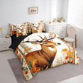 thumbnail image 2 of Castle Fairy Vintage Deer Full Size Bedding Sets 7 Pieces for Teens,Autumn Maple Foliage Full Size Bed in a Bag,Brown Orange Cream,Black Reversible, 2 of 7