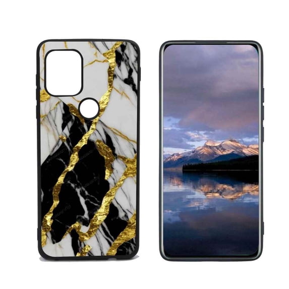 Compatible with Moto G Stylus 5G Phone Case, White-Golden-Marble-4-3 Case Men Women, Flexible Silicone Shockproof Case for Moto G Stylus 5G