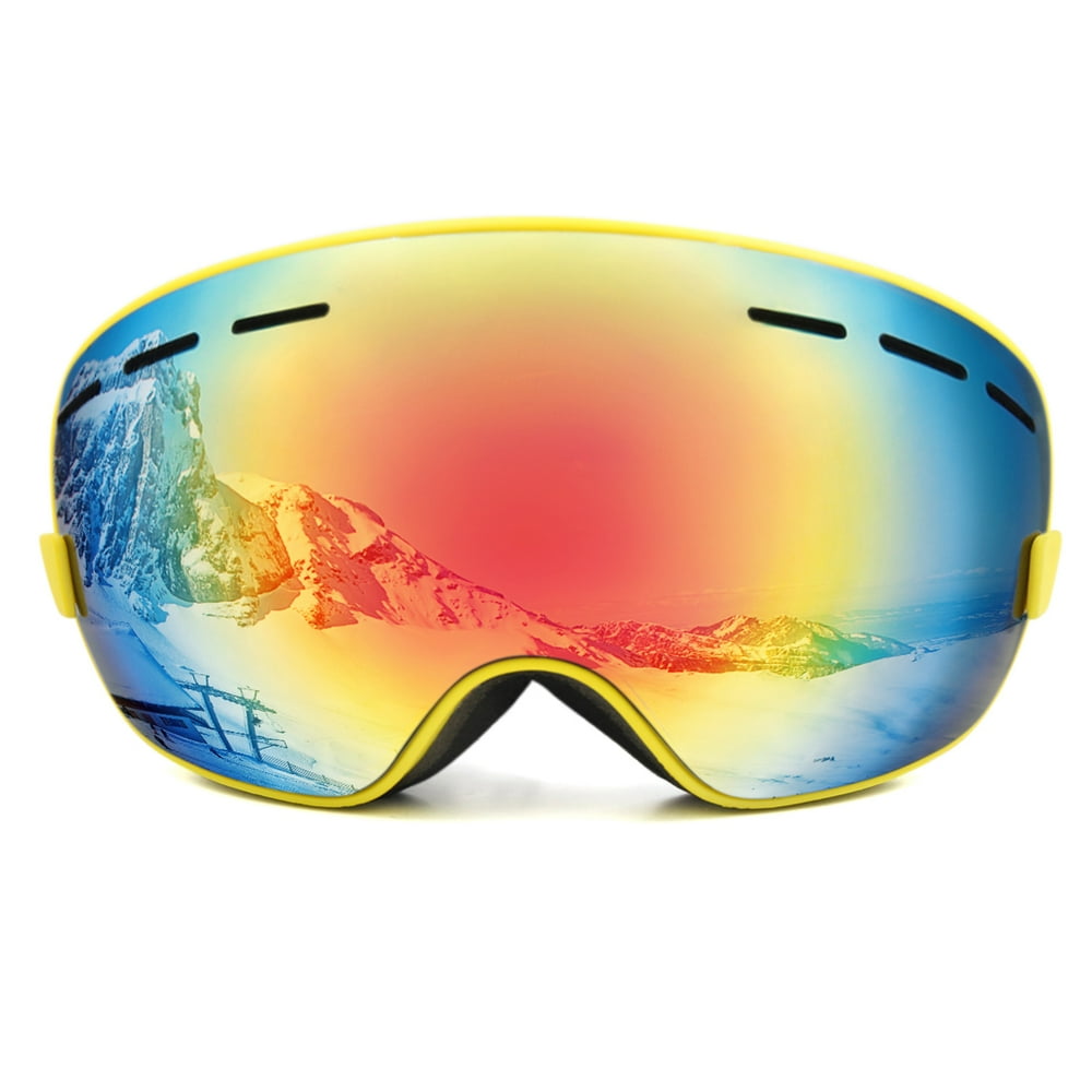 Ski Snowboard Goggles Antifog UV400 Proteciton Unisex Glass Yellow