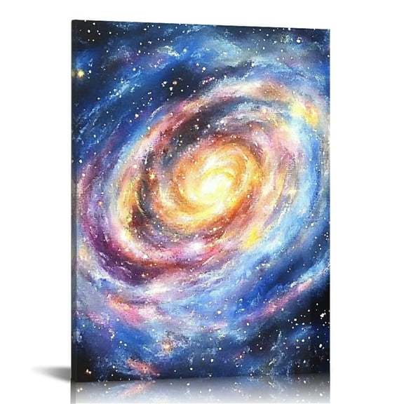 Patifu Galaxy Stars Space Art Print On Canvas Wall Decor for Living Room Bedroom Home Office 12x16 in