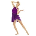 thumbnail image 4 of inlzdz Women Lyrical Dress Ballet Dance Costumes Chiffon Flowy Tulle Skirt Gymnastics Dancewear Leotard Purple XS, 4 of 7