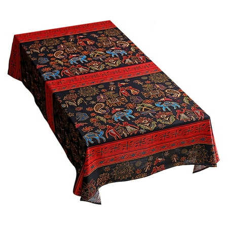 

Rectangular Tablecloth Bohemian Cotton Linen Tablecloth Washable No Fade Anti-slip Wrinkle Free Table Cover For Banquet Party Picnic Festival Birthday-J-90*90CM