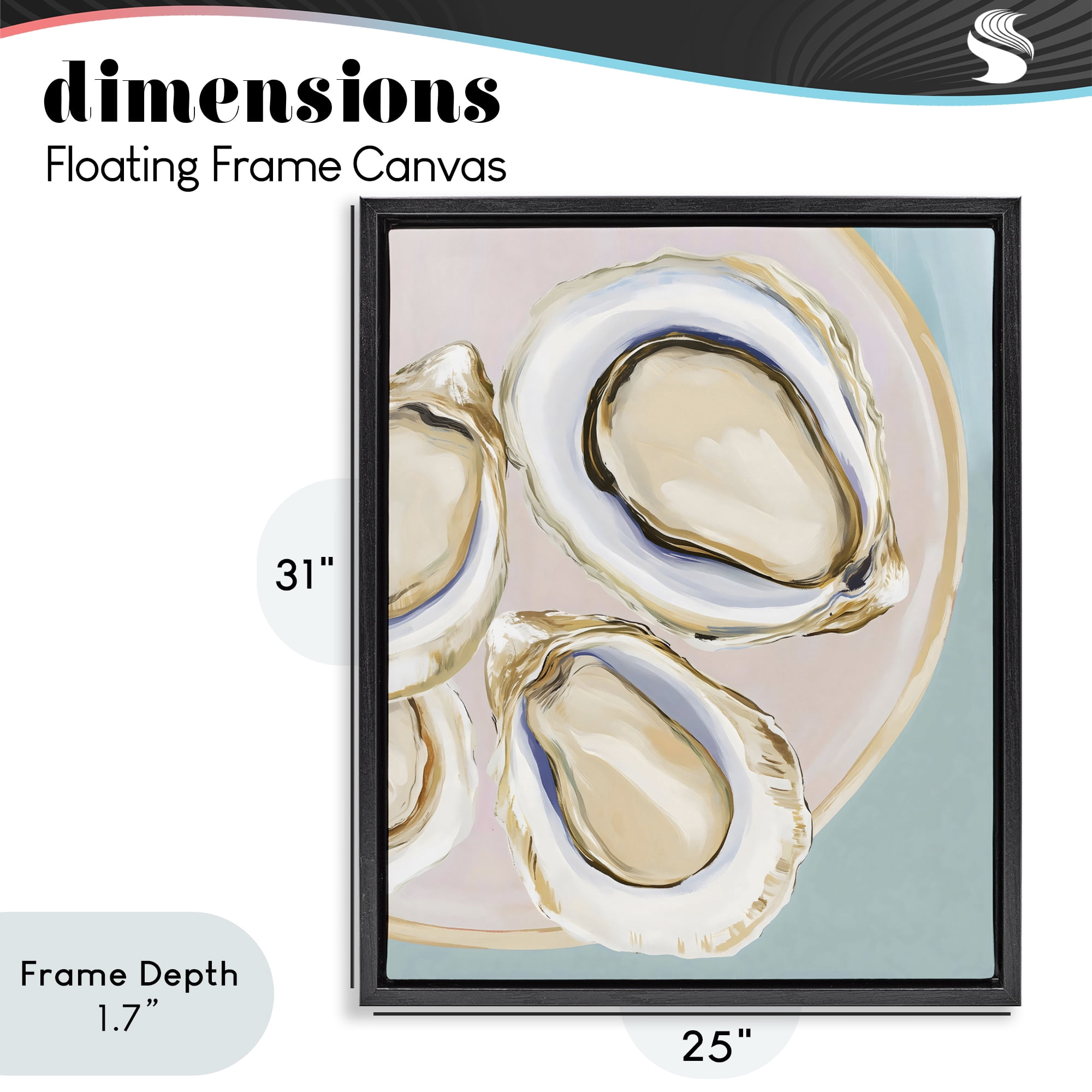 Stupell Industries Plate of Oysters Black Framed Floater Canvas Wall Art, design by The Prints Vibe