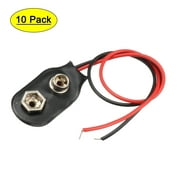 10 Pcs 9V Battery Clip Connector I Type Black w 10cm Cable