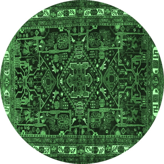 Ahgly Company Indoor Round Animal Emerald Green Traditional Area Rugs, 4' Round
