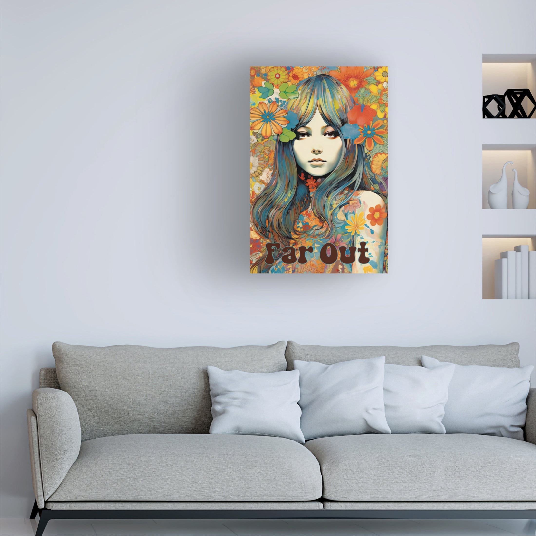 Canvas Wall Art - Sasha 'Hippie Chix III' Wall Art for Living Room, Bedroom, or Office Décor by Trademark Fine Art - 12 x 19 Inches