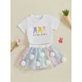 thumbnail image 4 of Gzhioc Toddler Girl Easter Outfit 6 12 18 24 Months 2T 3T Baby Girls Summer Clothes Set Bunny Embroidery Short Sleeve T-Shirt with Dot Pattern Tulle Skirt 2 Pcs Set, 4 of 9