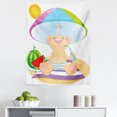 thumbnail image 1 of Cartoon Tapestry, Bear on the Beach Sunbathing Summer Day with Watermelon Cheerful Design, Fabric Wall Hanging Decor for Bedroom Living Room Dorm, 5 Sizes, Multicolor, by Ambesonne, 1 of 1