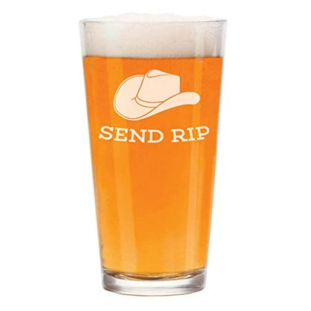 

16 oz Beer Pint Glass Send Rip Cowboy Hat