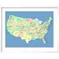 thumbnail image 2 of Art.com Usa Map With Names Of States And Cities Art Print by IndianSummer, White Frame Wall Art, 29" x 23", 2 of 5