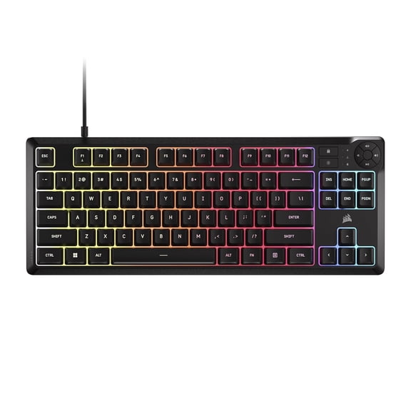 K55 CORE TKL RGB Gaming Keyboard  Tenkeyless, 8-Zone RGB, Quiet Membrane Keys, Spill Resistant, Media 1000Hz Polling NA Layout Black