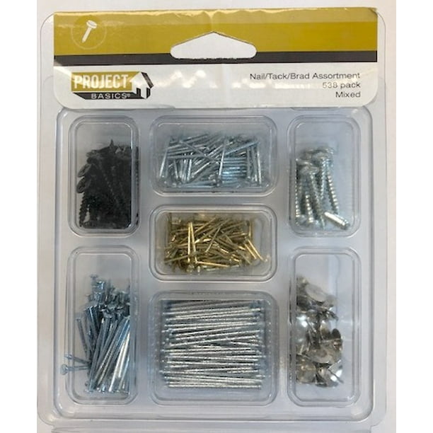 Project Basics 134891 538 Piece Nail/Tack/Brad Assortment Pack
