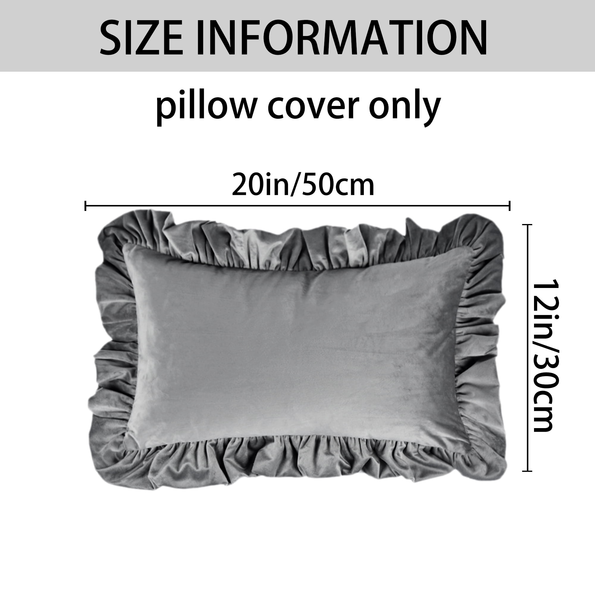 Unique Bargains 2 Pcs Scalloped Square Throw Pillow Covers Grey/Orange 12" x 20"