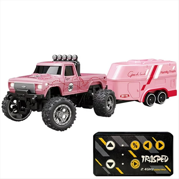 Mini Camión Monstruo Teledirigido, Escala 1:64, Todoterreno, Coche de Escalada, Control Remoto de 2,4 GHz, Juguete para Niños, Regalo, Color Rosa.