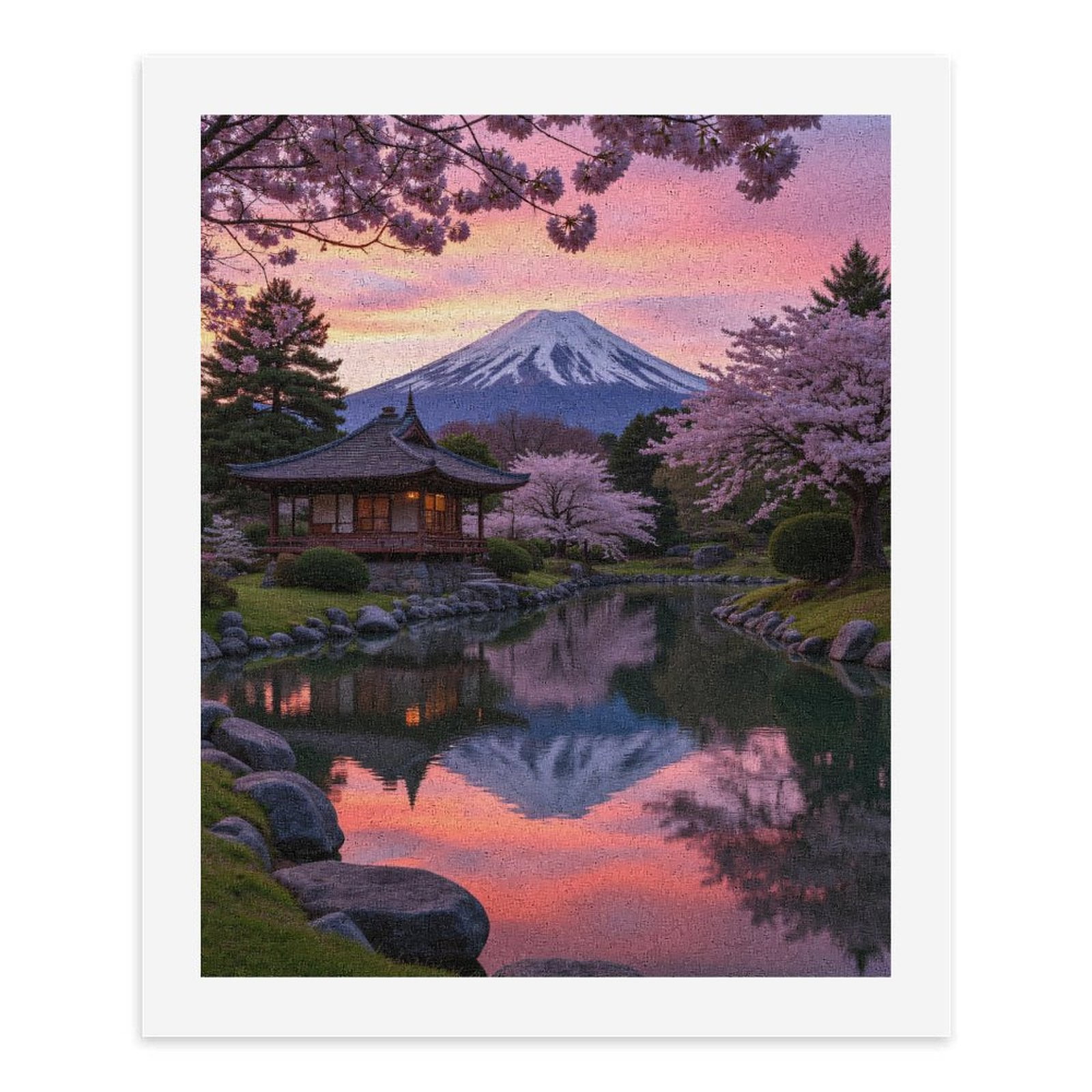 Paint by Numbers Kit for Adults, Japanese Garden Cherry Blossoms Sunset Paint by Numbers, Easy Paint by Numbers Kit for Adults Beginner, DIY Adult Paint by Number Kits on Canvas, Home Decor