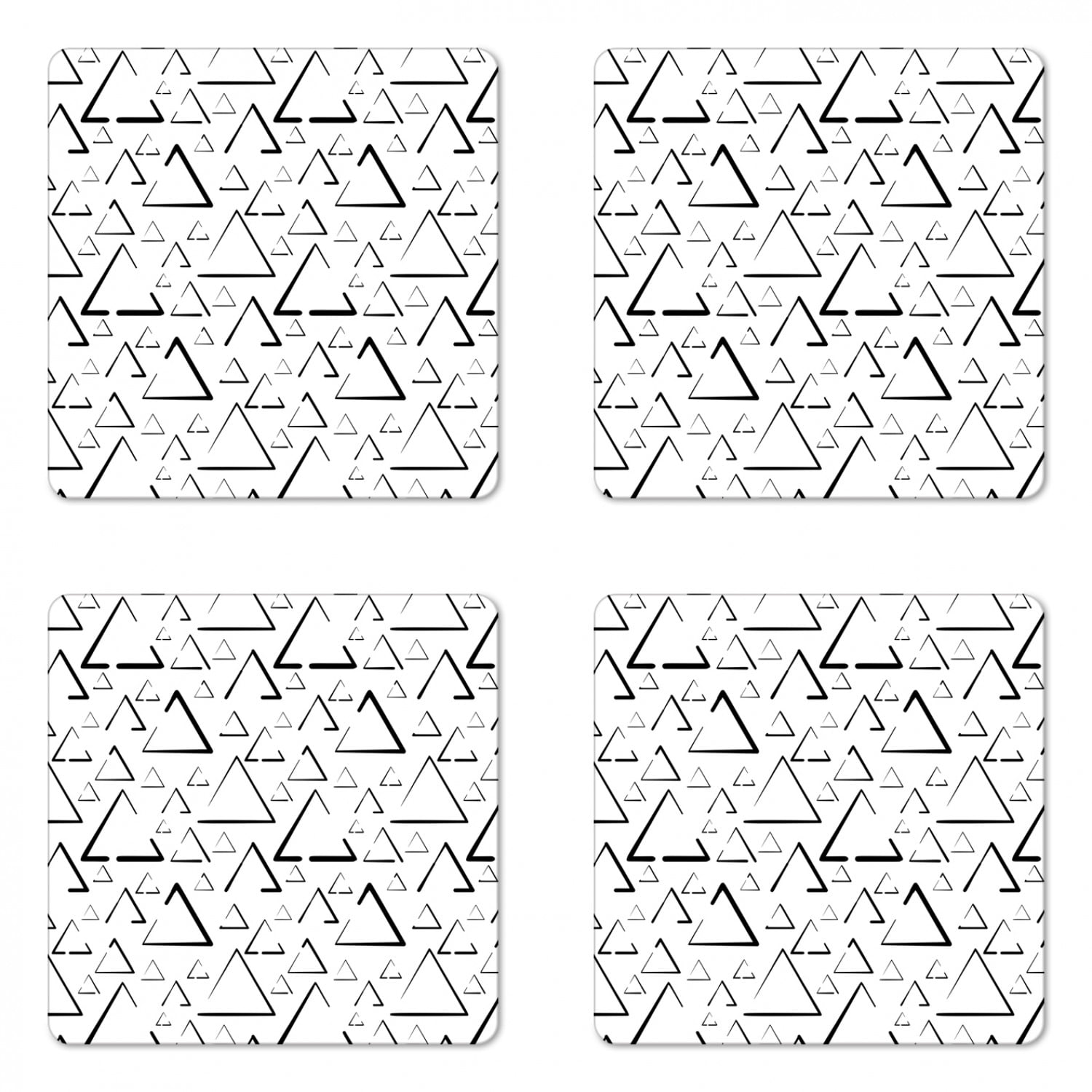 Geometric Coaster Set of 4, Hand Drawn Triangles Creative Abstract