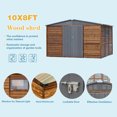 thumbnail image 3 of 10×8FT Outdoor Storage Shed, Iron-Wood Combination Tool Shed with Side Window and Lockable Door, Weather-Resistant Garden Shed with Slooping Roof and Air Vent for Patio Lawn, 3 of 9