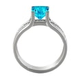 thumbnail image 7 of 4.20 ctw Blue Topaz Ring with Diamonds 14K White Gold Bridge Channel set Princess, 7 of 7