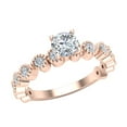 thumbnail image 1 of 18K Rose Gold Milgrain Ocean Wave Ripple Round Brilliant Diamond Ring 0.75 CT TW (G,VS1), 1 of 5