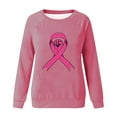 thumbnail image 3 of WREESH Women's Breast Cancer Awareness Sweatshirt Hand Pink Ribbon Graphic Long Sleeve Casual Top Hot Pink, 3 of 5