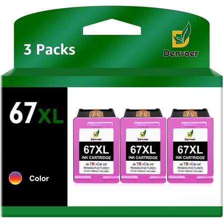 67XL Ink Cartridges Tri-Color Compatible with HP 67 Ink Color for Envy 6055e 6000 6055 DeskJet 2700 2755e 2700e 2752e Printer (3 Pack)