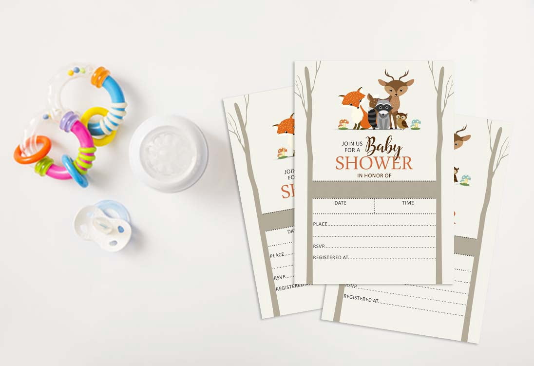 Inkdotpot 30 Fill In StyleBaby Shower Invitation Cards Jungle Animals Gender Neutral Blank Invites