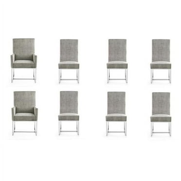 Manhattan Comfort Element 18.9" Velvet Dining Chair in Steel Gray (Set of 8)