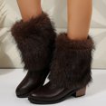 thumbnail image 2 of SACFOF Womens 1.97-inch Chunky Mid Calf Fur Heel Boots Furry Fuzzy Fluffy Pointed Toe Boots for Women Short Wide Calf Fall Winter Snow Fold Over Boot, 2 of 6