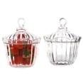 thumbnail image 1 of Paquete de 2 platos acrílicos para dulces con tapa, cuencos para dulces cubiertos de cristal, recipientes decorativos para dulces, bufé de dulces, fiestas, transparente, 1 of 5