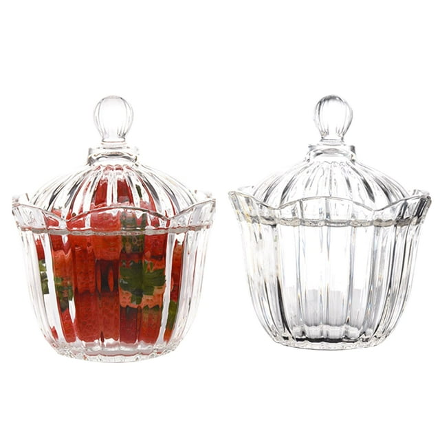 Paquete de 2 platos acrílicos para dulces con tapa, cuencos para dulces cubiertos de cristal, recipientes decorativos para dulces, bufé de dulces, fiestas, transparente
