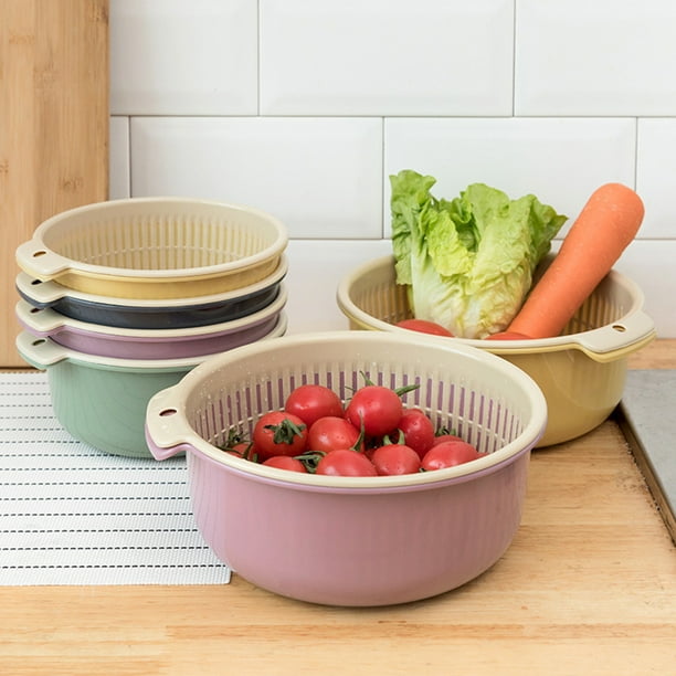 Dream Lifestyle Drain Colander Set, 2in1 Detachable Plastic Double