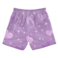 thumbnail image 2 of Purple Hearts with Glitter Valentine Swim Trunks Board Shorts Beach Pants Bathing Bottoms M, 2 of 8