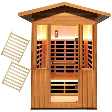 Infrared Saunas for Home - Natural Red Cedar ,1800W ,Remote Control with APP ,Graphene Low Emf Far Infrared 2 Person Sauna,with Bluetooth Speakers