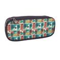 thumbnail image 2 of Lsque Colorful Hawaii Palms Printed Big Capacity PU Leather Pencil Case Large Pencil Pouch Stationery Pen Bag Pencil Holder for Teen, 2 of 6
