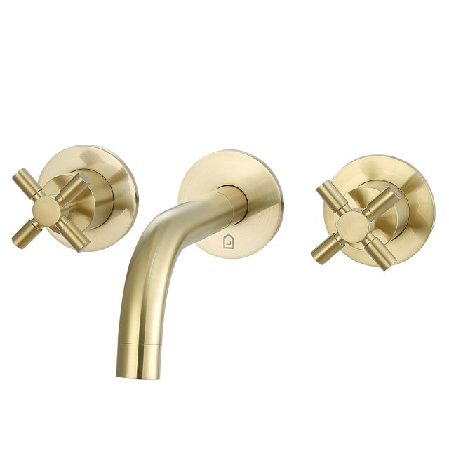 Ancona Prima Two Handle Wall Mounted Bathroom Faucet in Brushed Champagne Gold